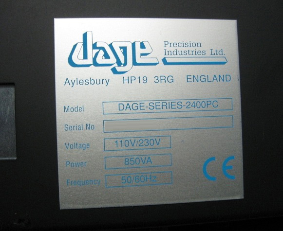 圖為 已使用的 DAGE 2400 PC 待售