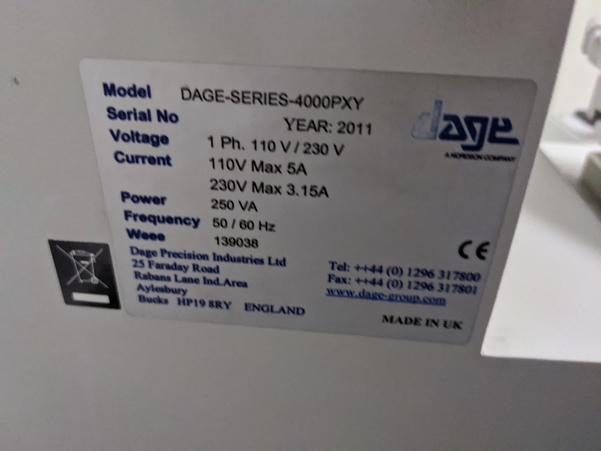 Photo Used DAGE Series 4000 PXY For Sale