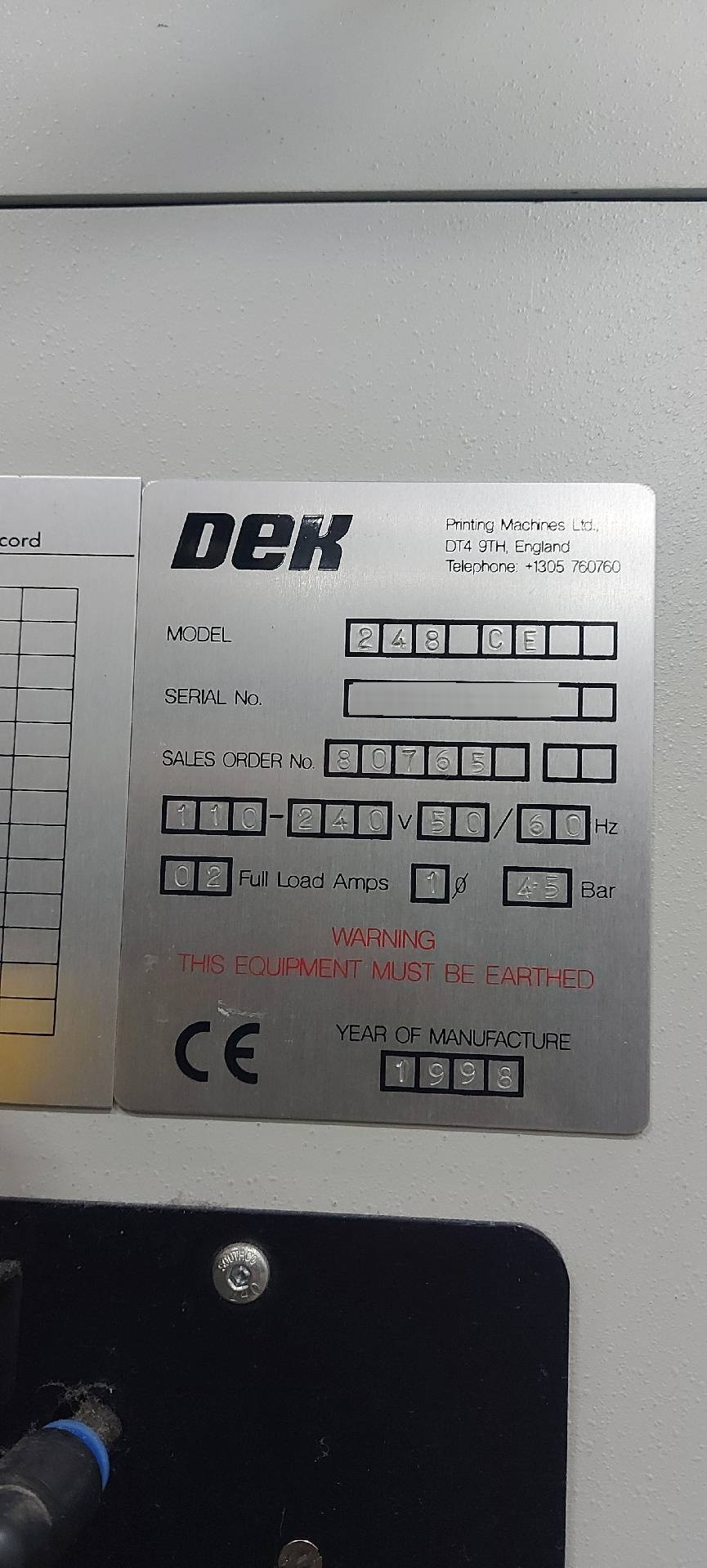 图为 已使用的 DEK 248CE 待售