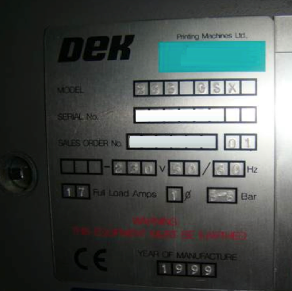 图为 已使用的 DEK 265 待售