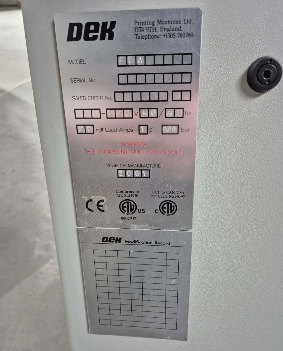 图为 已使用的 DEK ELA 待售