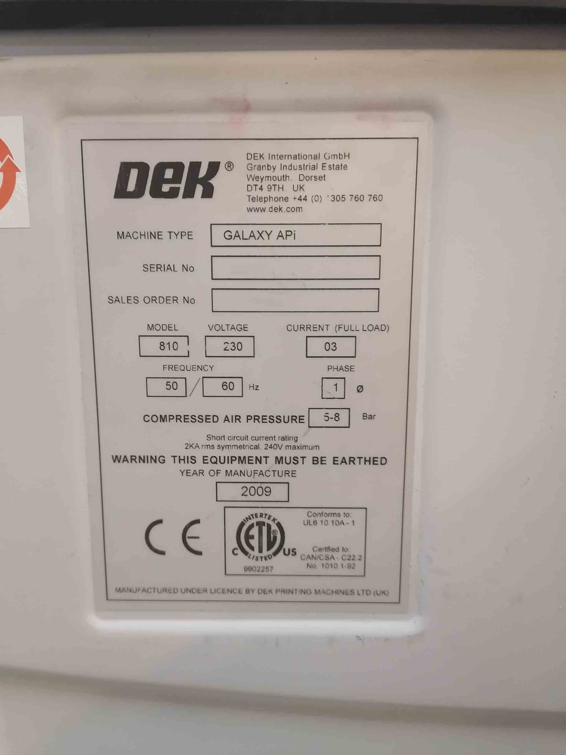 Photo Used DEK Galaxy APi For Sale
