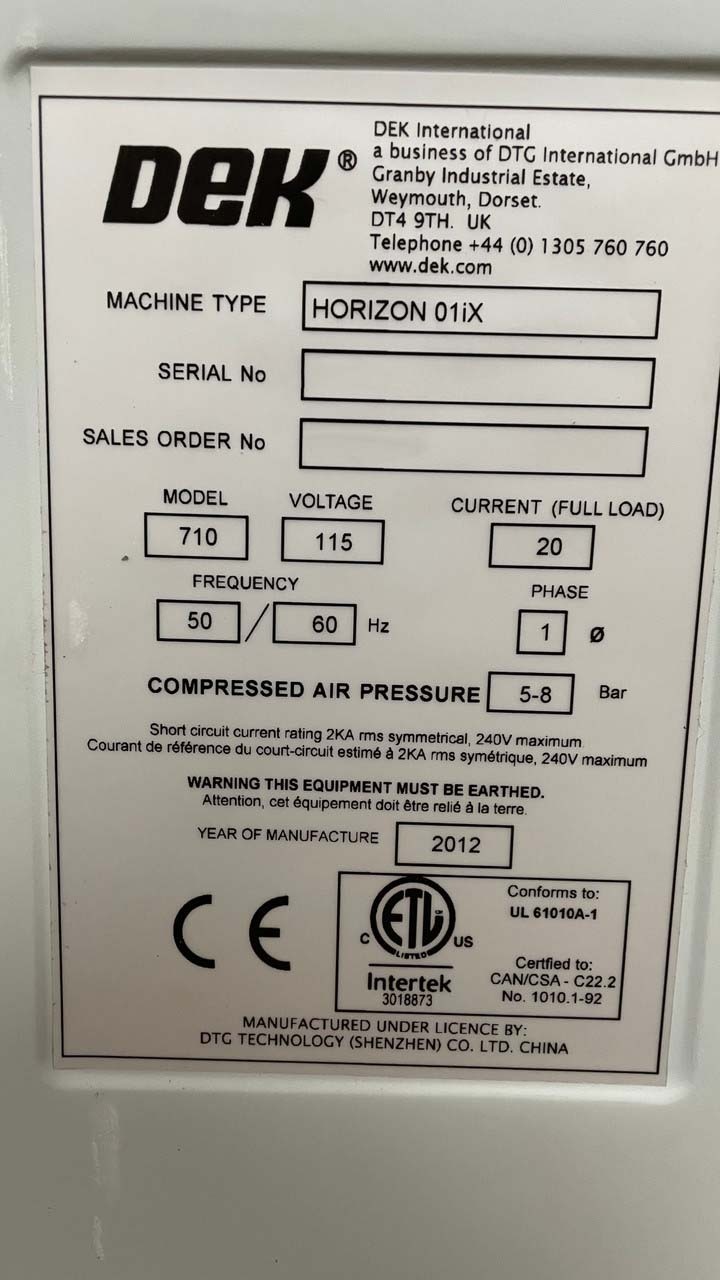 フォト（写真） 使用される DEK Horizon 01iX 販売のために