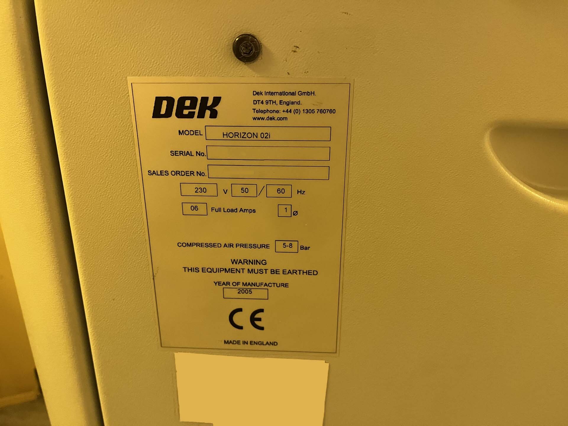 图为 已使用的 DEK Horizon 02i 待售