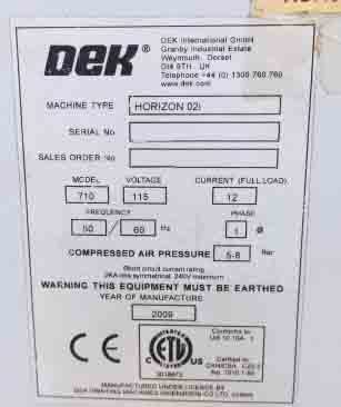 图为 已使用的 DEK Horizon 02i 待售