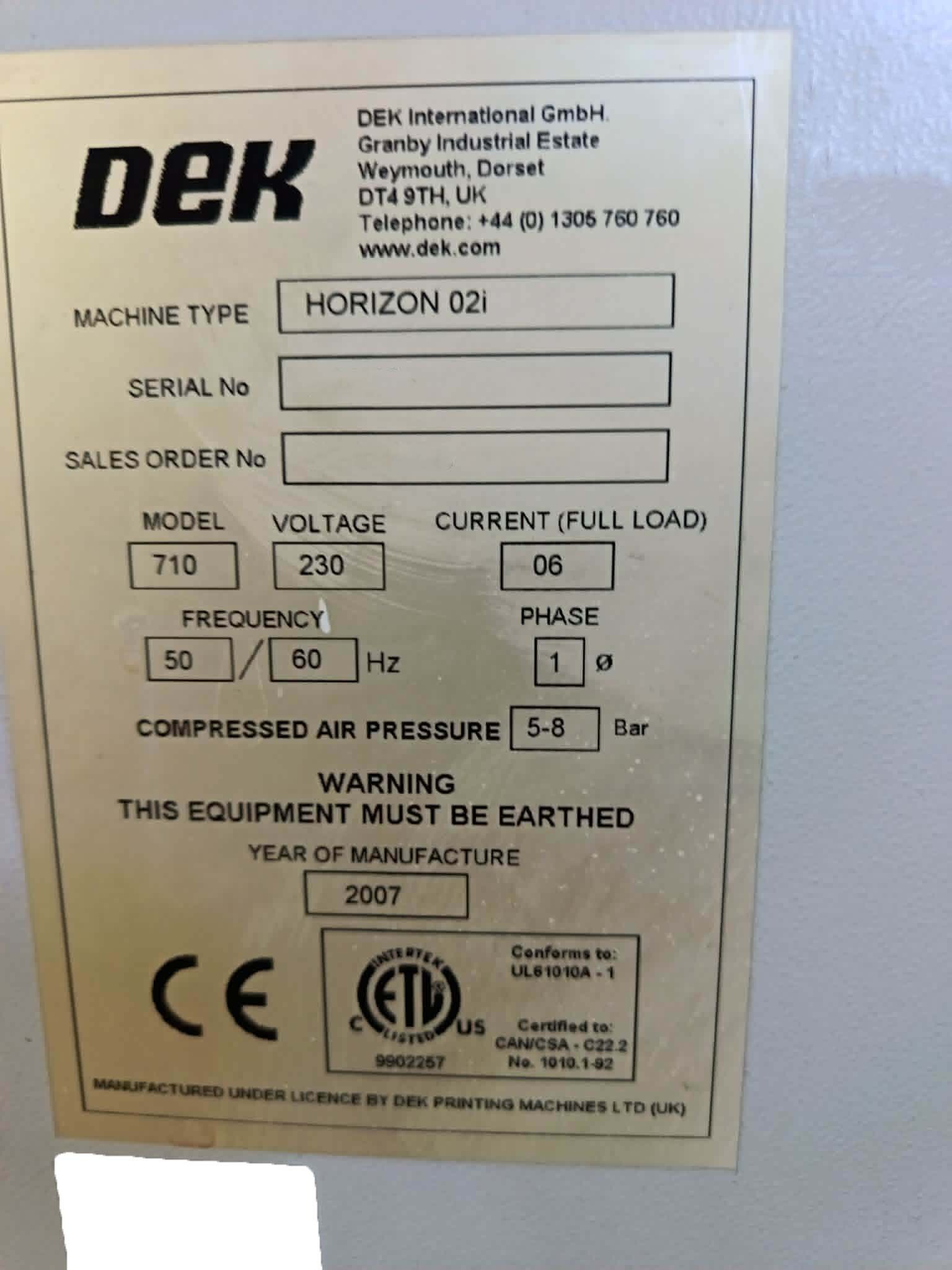 圖為 已使用的 DEK Horizon 02i 待售
