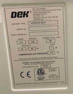 图为 已使用的 DEK Horizon 02iX 待售