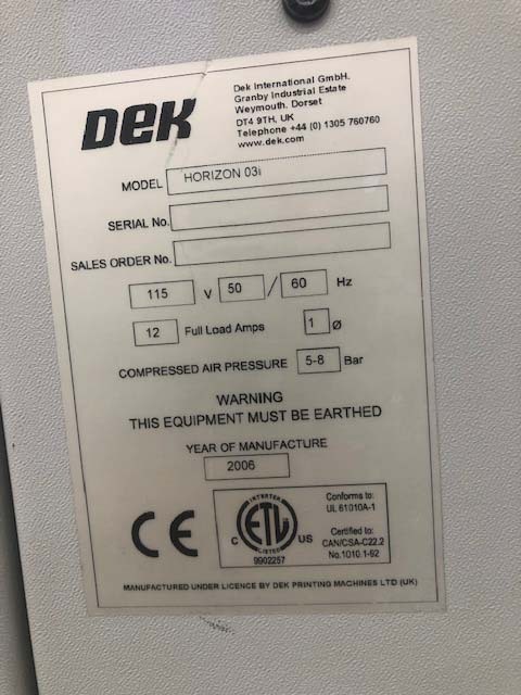 图为 已使用的 DEK Horizon 03i 待售