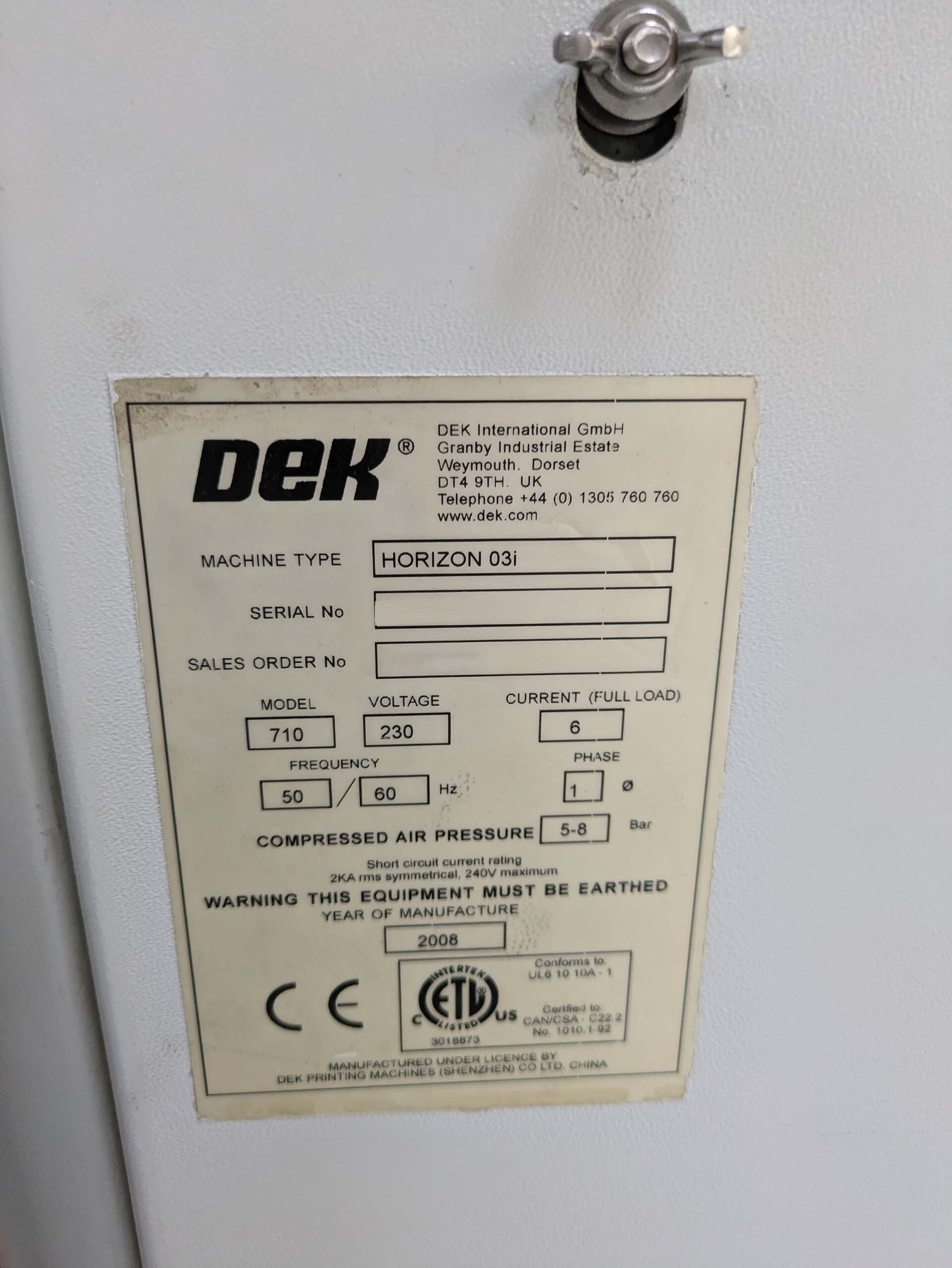 图为 已使用的 DEK Horizon 03i 待售