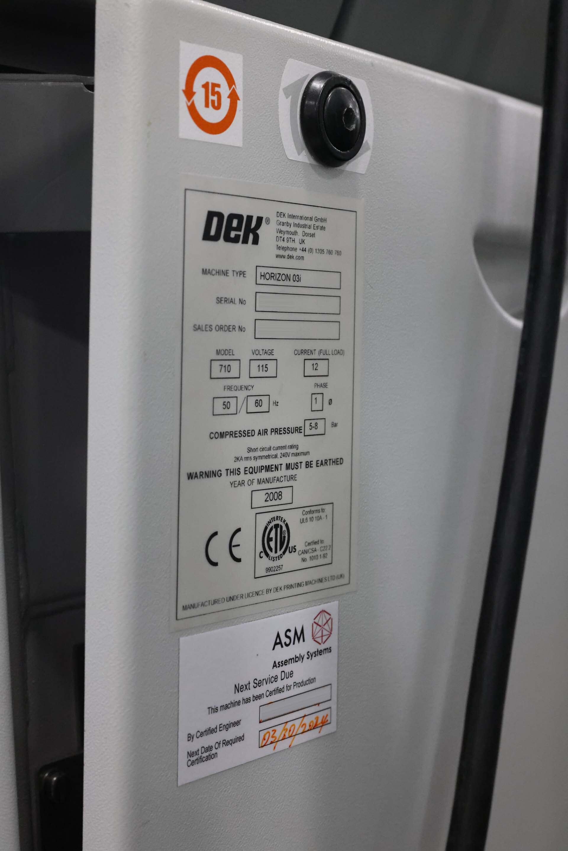 图为 已使用的 DEK Horizon 03i 待售