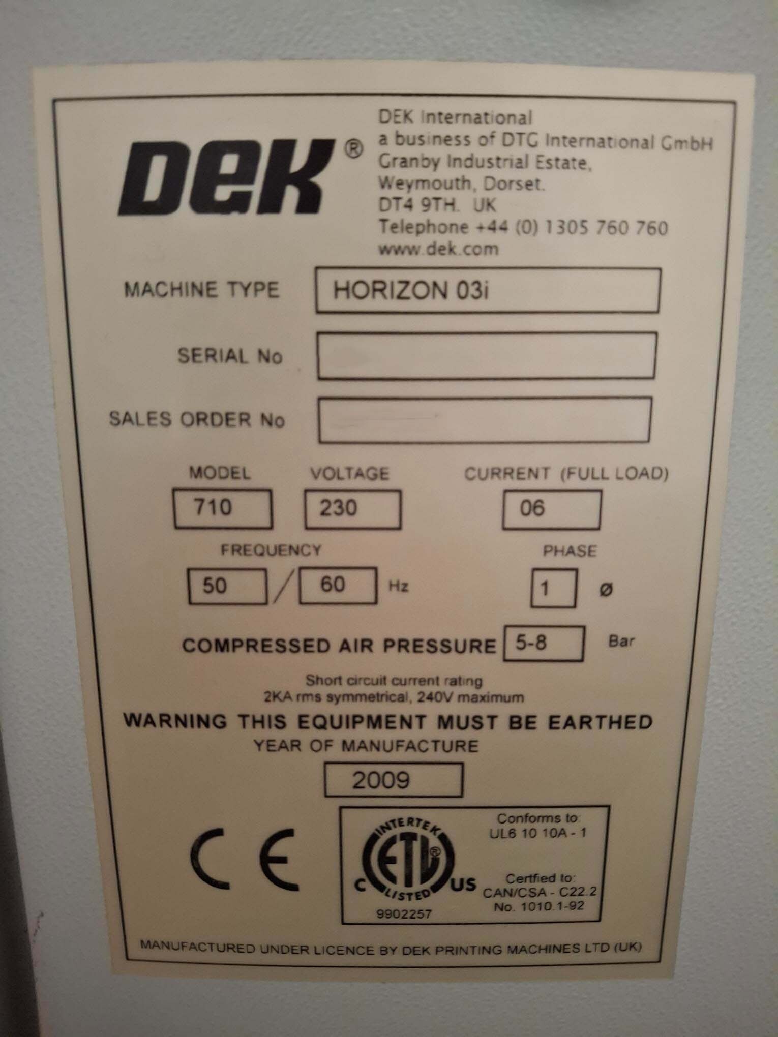 图为 已使用的 DEK Horizon 03i 待售