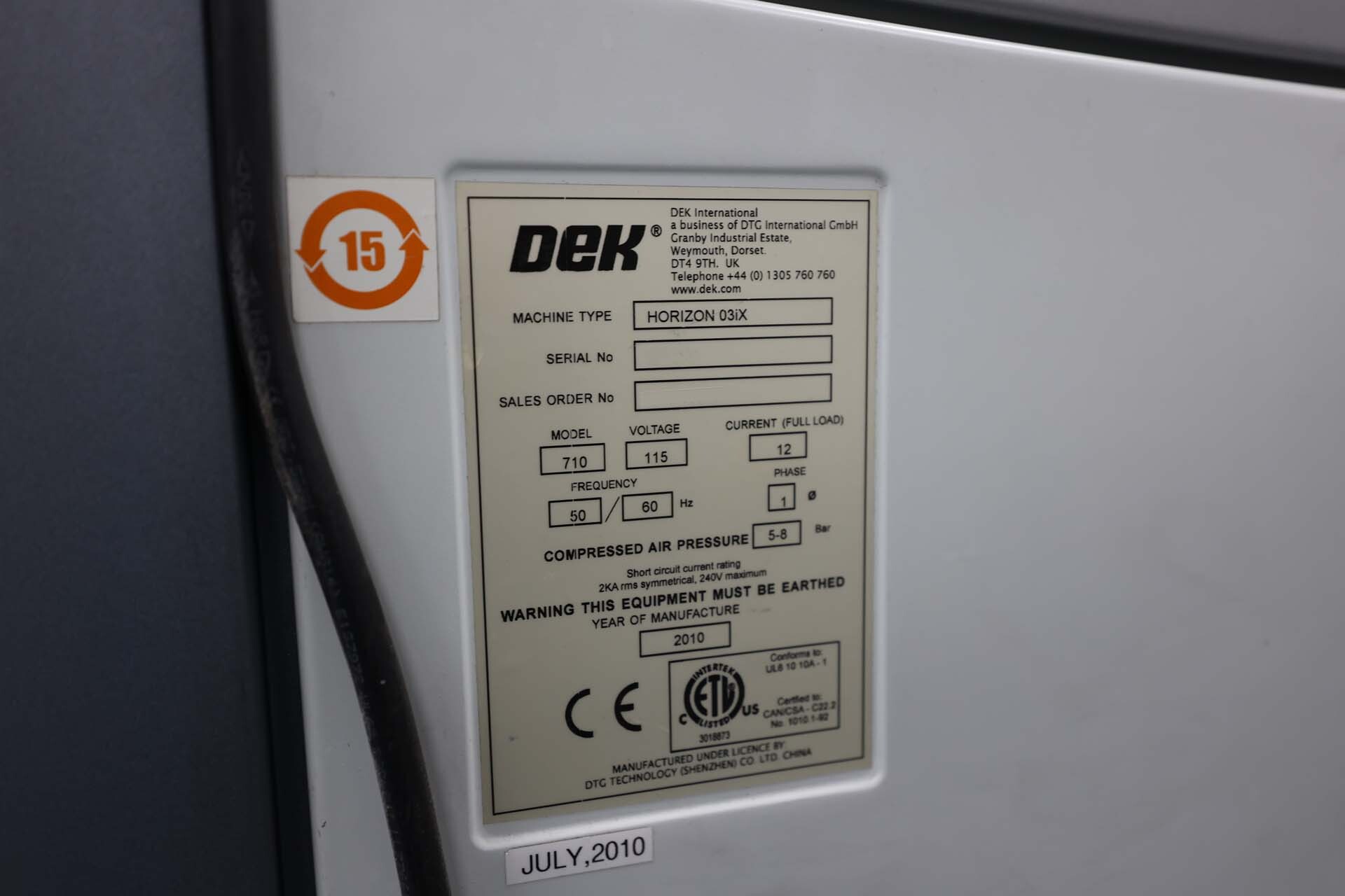 圖為 已使用的 DEK Horizon 03iX 待售