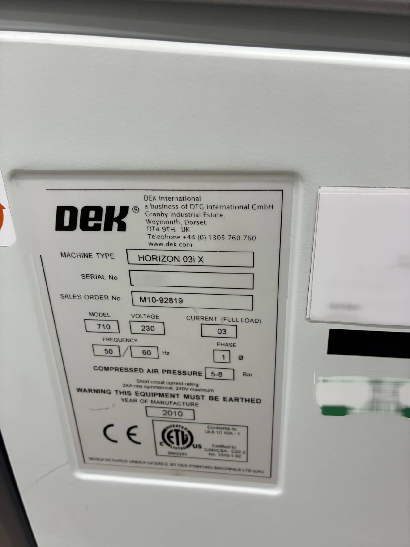 圖為 已使用的 DEK Horizon 03iX 待售