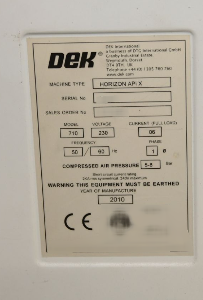 フォト（写真） 使用される DEK Horizon APIX 販売のために