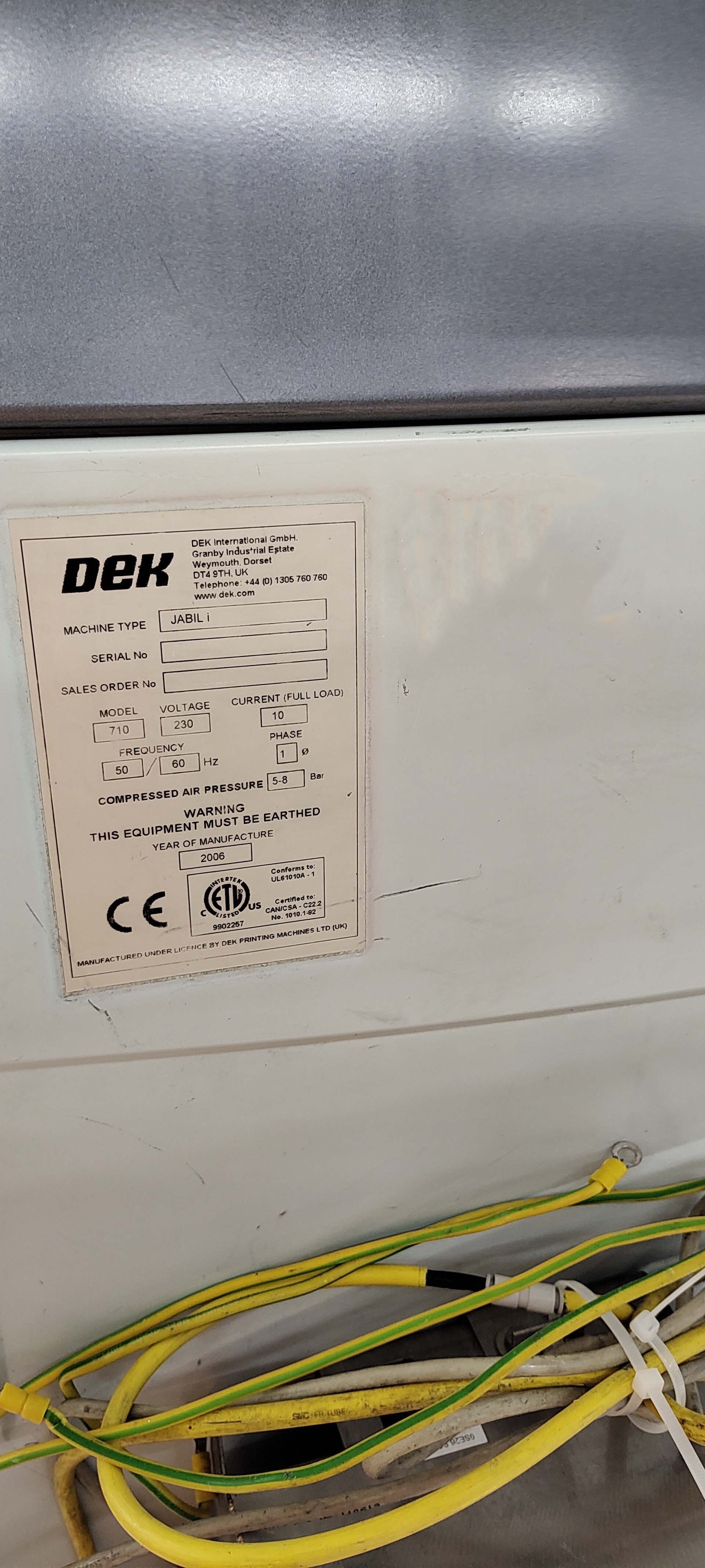 Photo Used DEK JABIL i For Sale