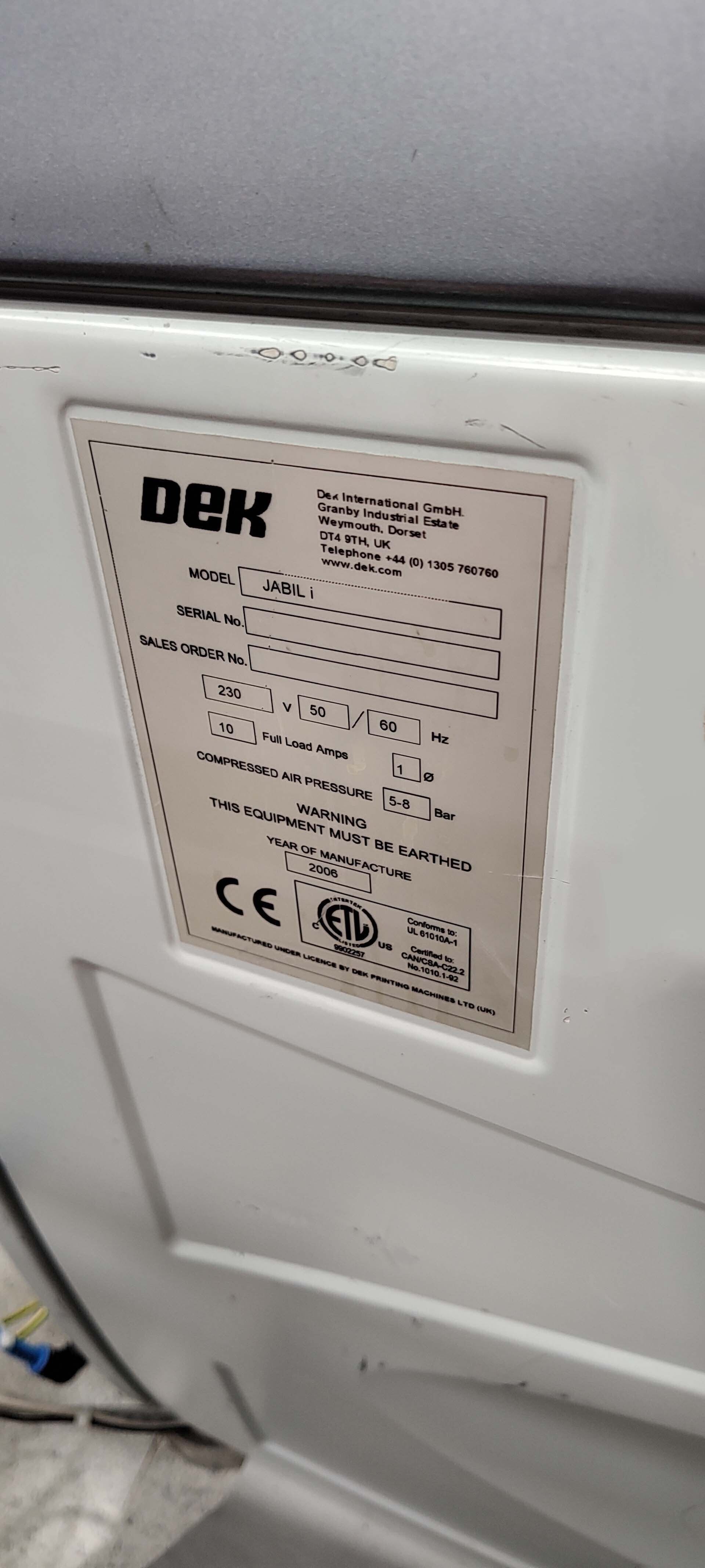 Photo Used DEK JABIL i For Sale