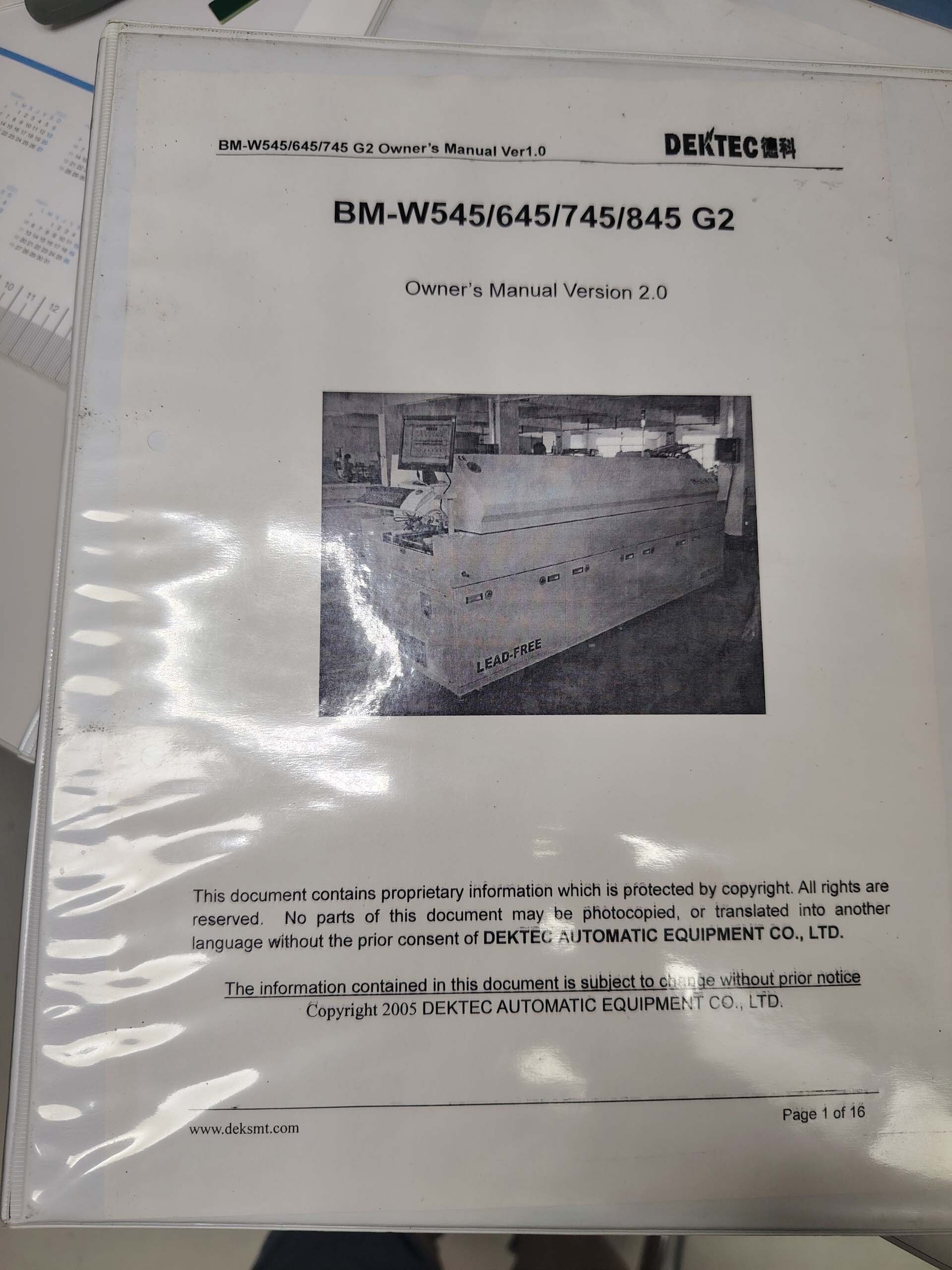 Photo Used DEKTEC BM-W745G1 For Sale