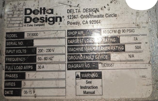 Photo Used DELTA DESIGN Edge DE8000 For Sale