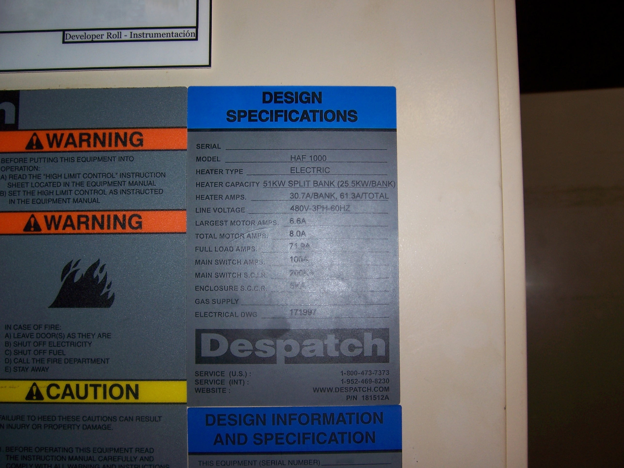 Photo Used DESPATCH HAF-1000 For Sale