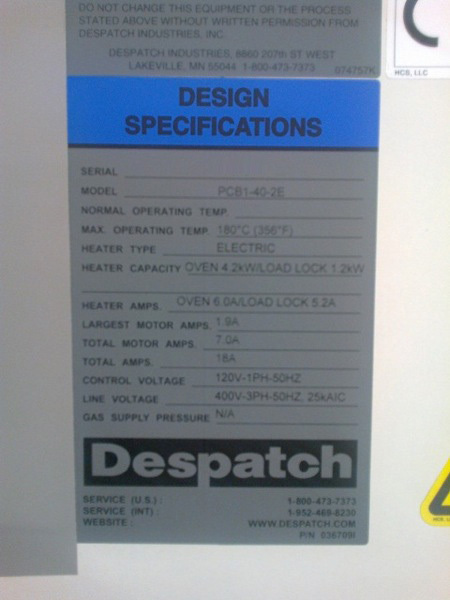 圖為 已使用的 DESPATCH PCB1-40-2E 待售