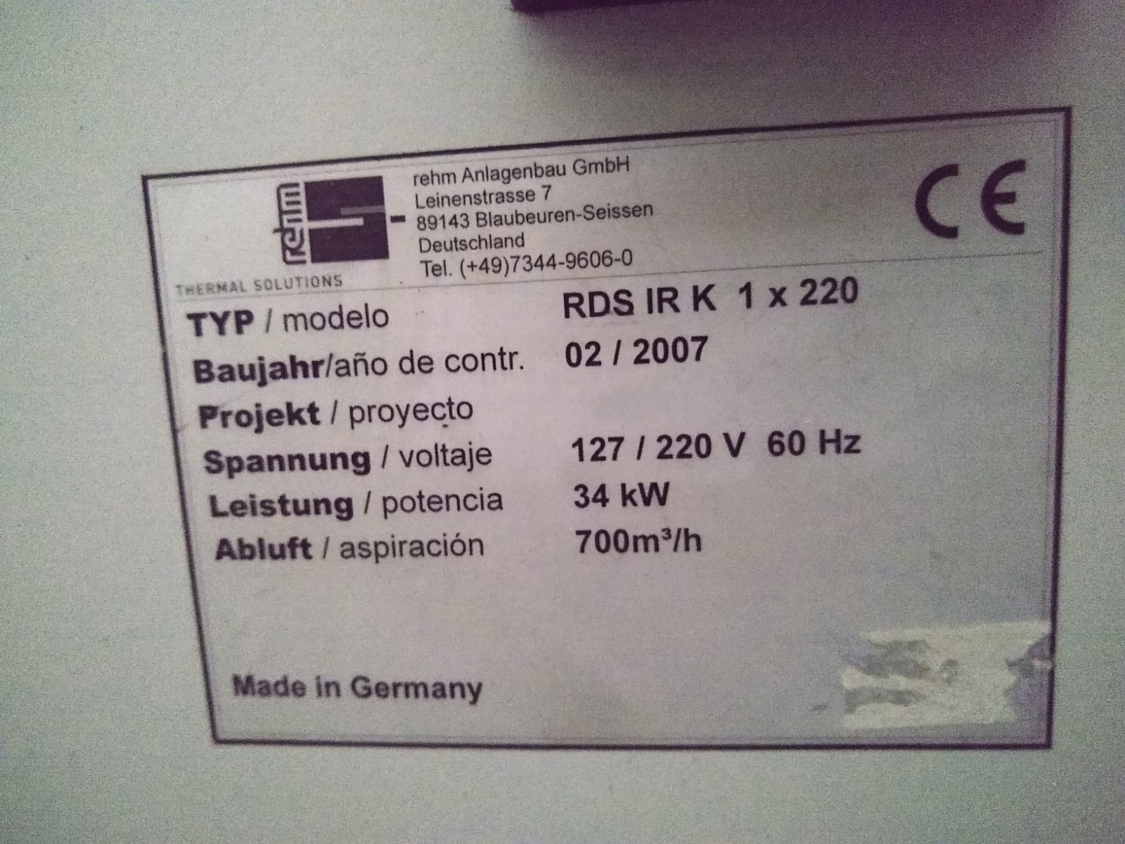 Photo Used REHM RDS-IR K 1x220 For Sale