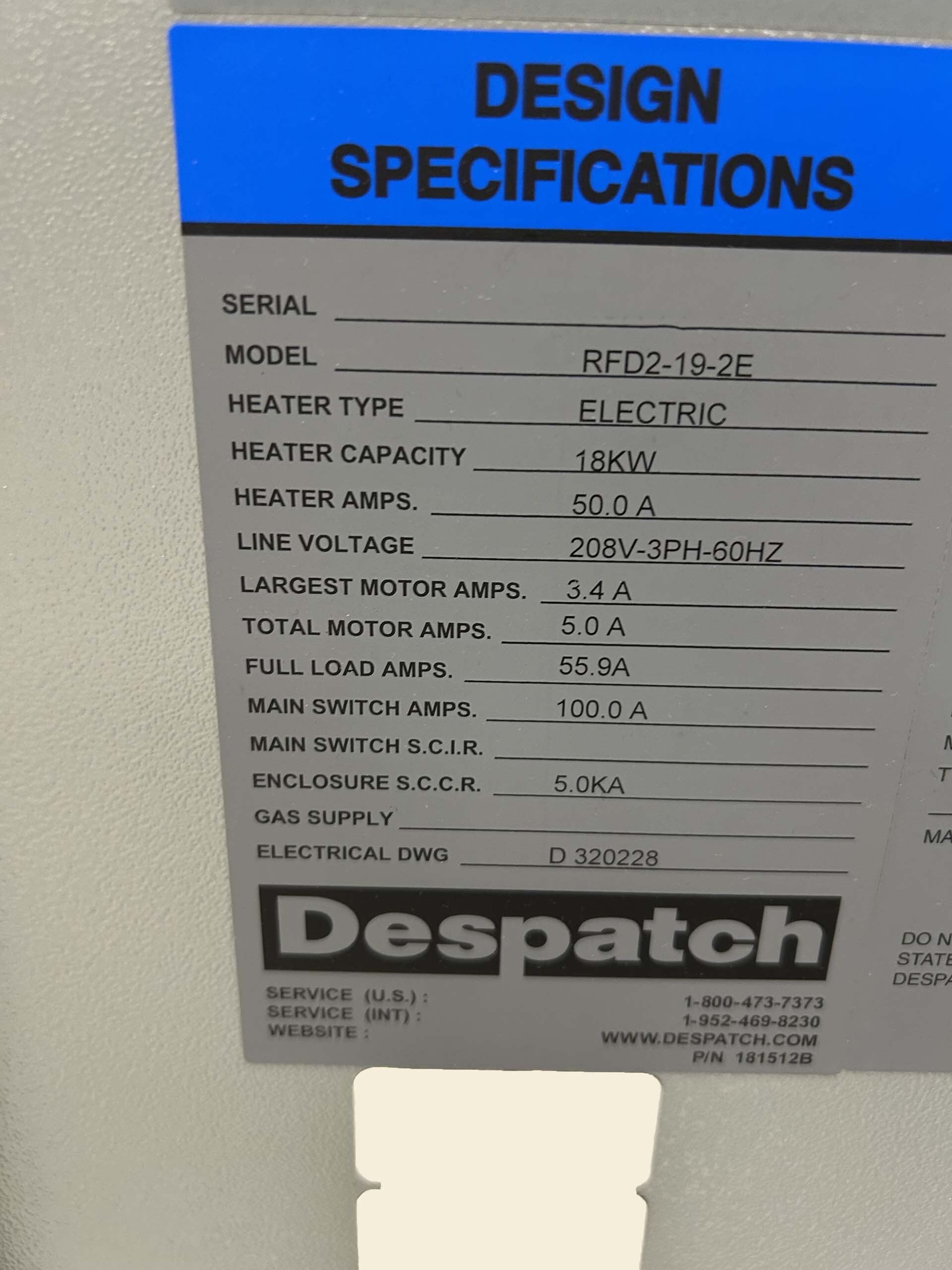 사진 사용됨 DESPATCH RFD2-19-2E 판매용