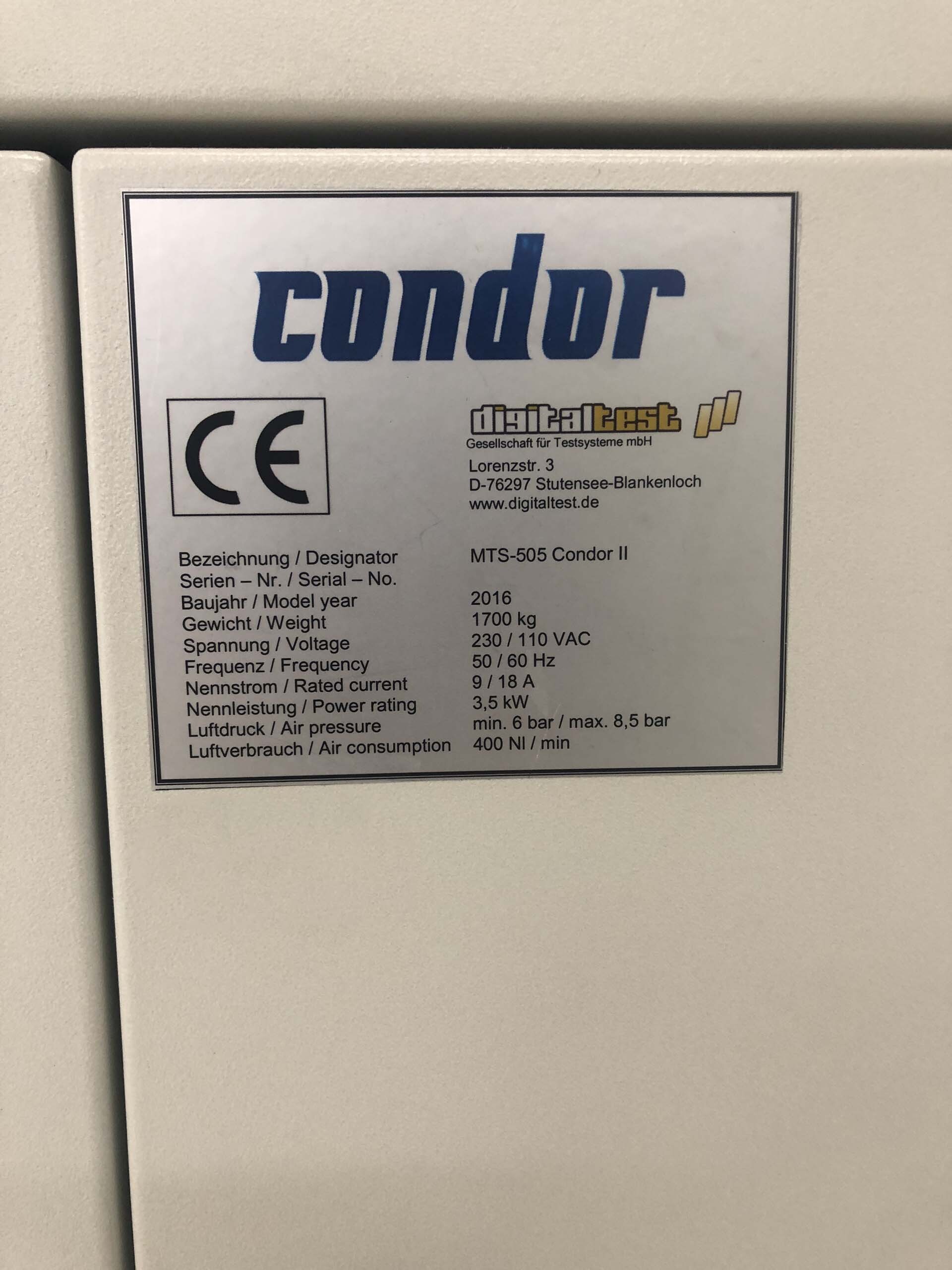 사진 사용됨 DIGITAL TEST MTS-505 Condor II 판매용