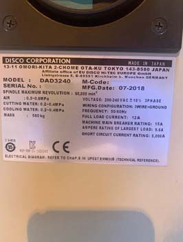 圖為 已使用的 DISCO DAD 3240 待售