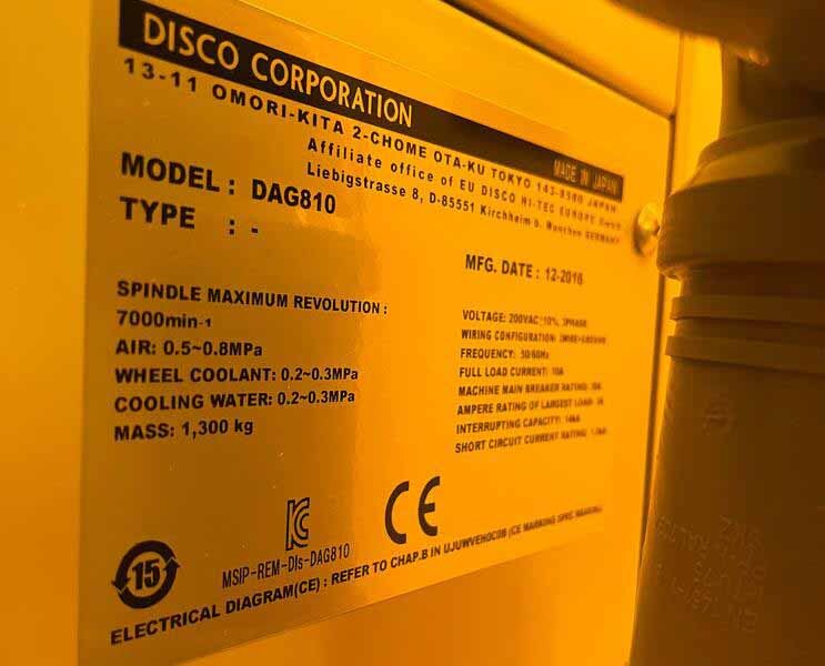 DISCO DAG 810 Photo Used DISCO DAG 810 For Sale