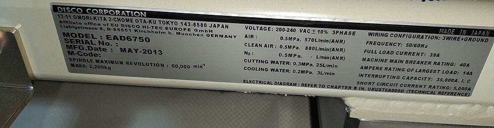Foto Verwendet DISCO EAD 6750 Zum Verkauf