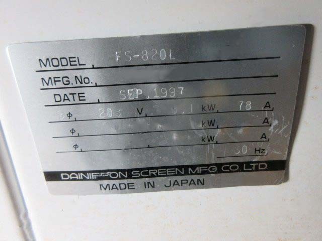 Photo Used DNS / DAINIPPON FS-820L For Sale