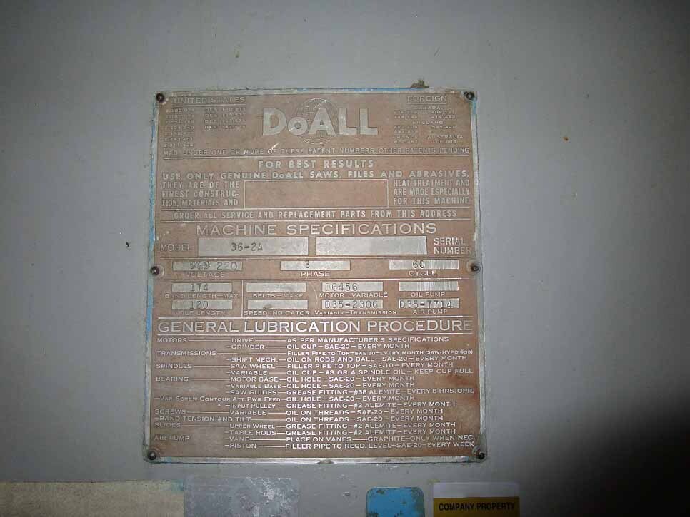 圖為 已使用的 DOALL 36-2A 待售