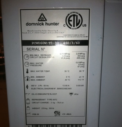 圖為 已使用的 DOMNICK HUNTER Hyperchill PCW060W-T3-30 待售