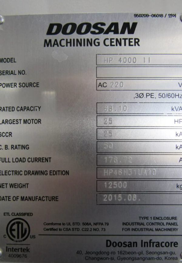 사진 사용됨 DOOSAN HP 4000 II 판매용