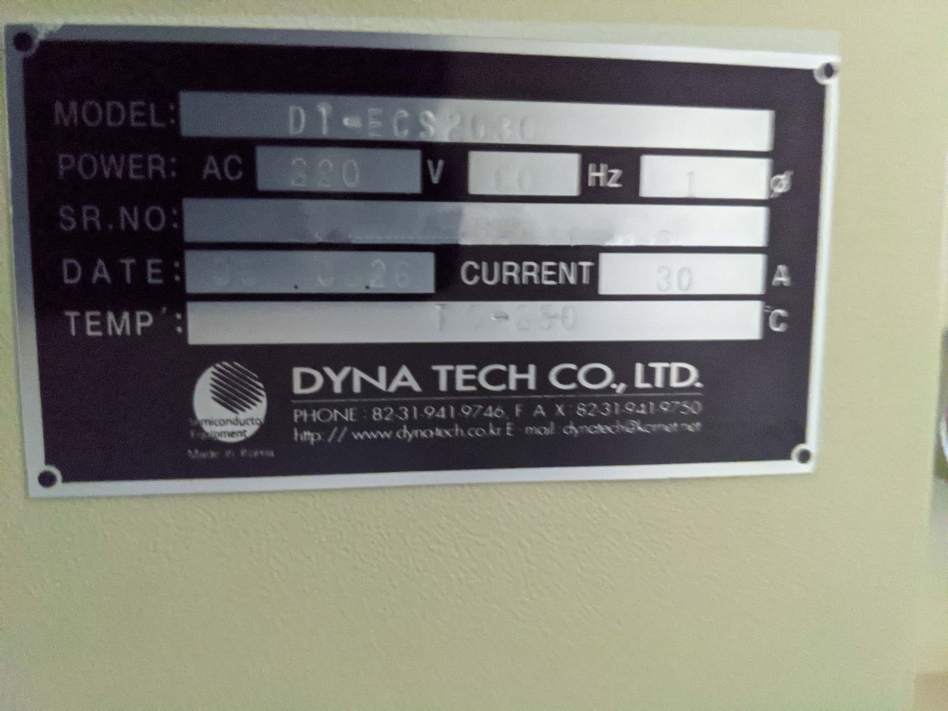 圖為 已使用的 DYNATECH DT-ECS2030 待售