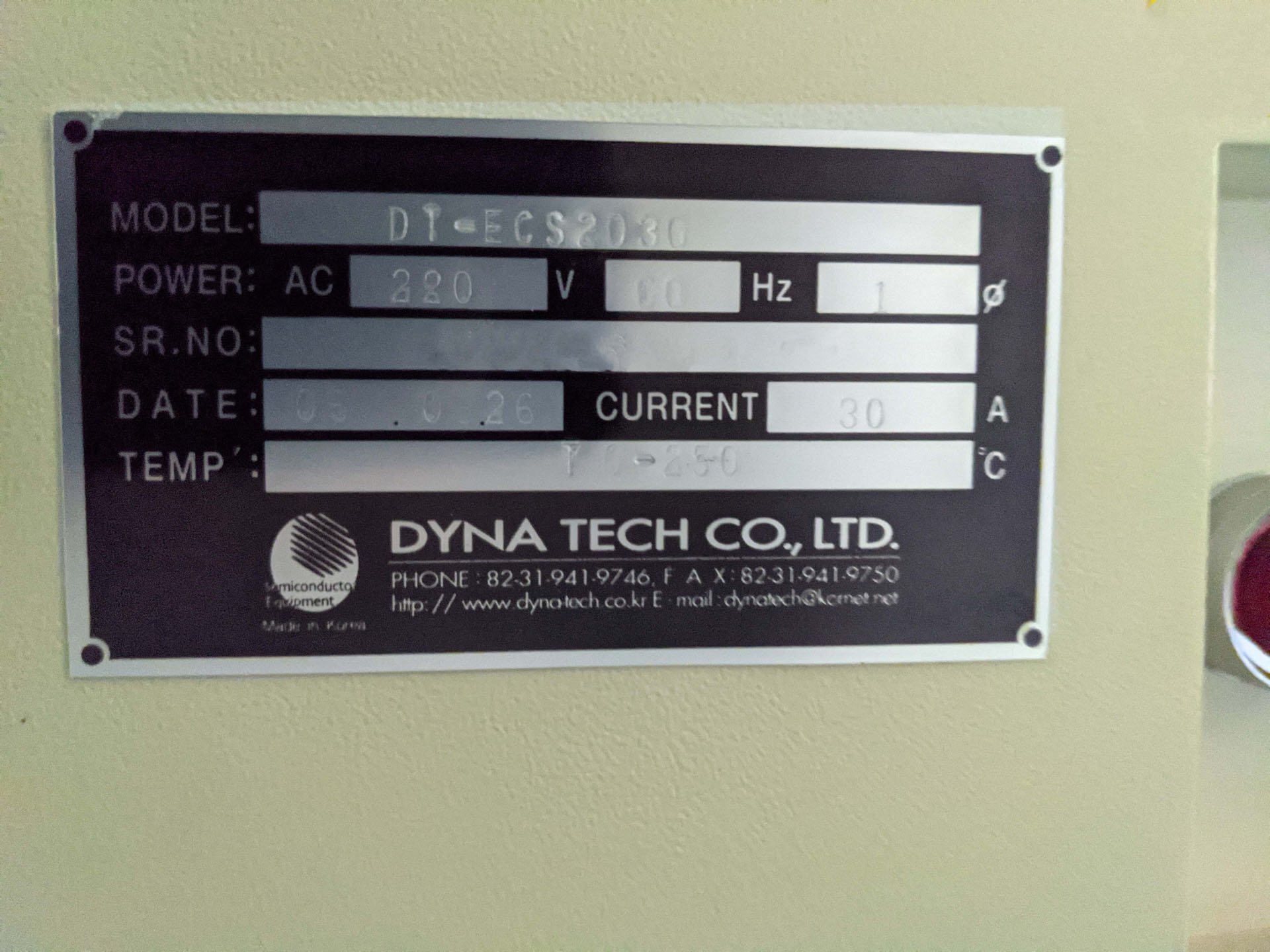 Photo Used DYNATECH DT-ECS2030 For Sale