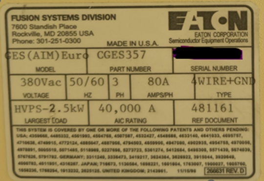 사진 사용됨 EATON NOVA / AXCELIS Gemini GES 판매용