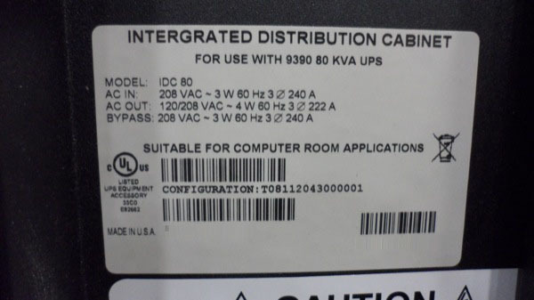 Photo Used EATON Powerware 9390 80 KVA UPS For Sale
