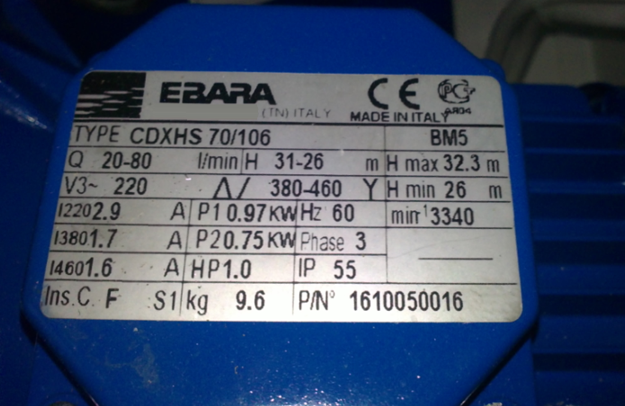 Photo Used EBARA CDXHS 70/106 For Sale