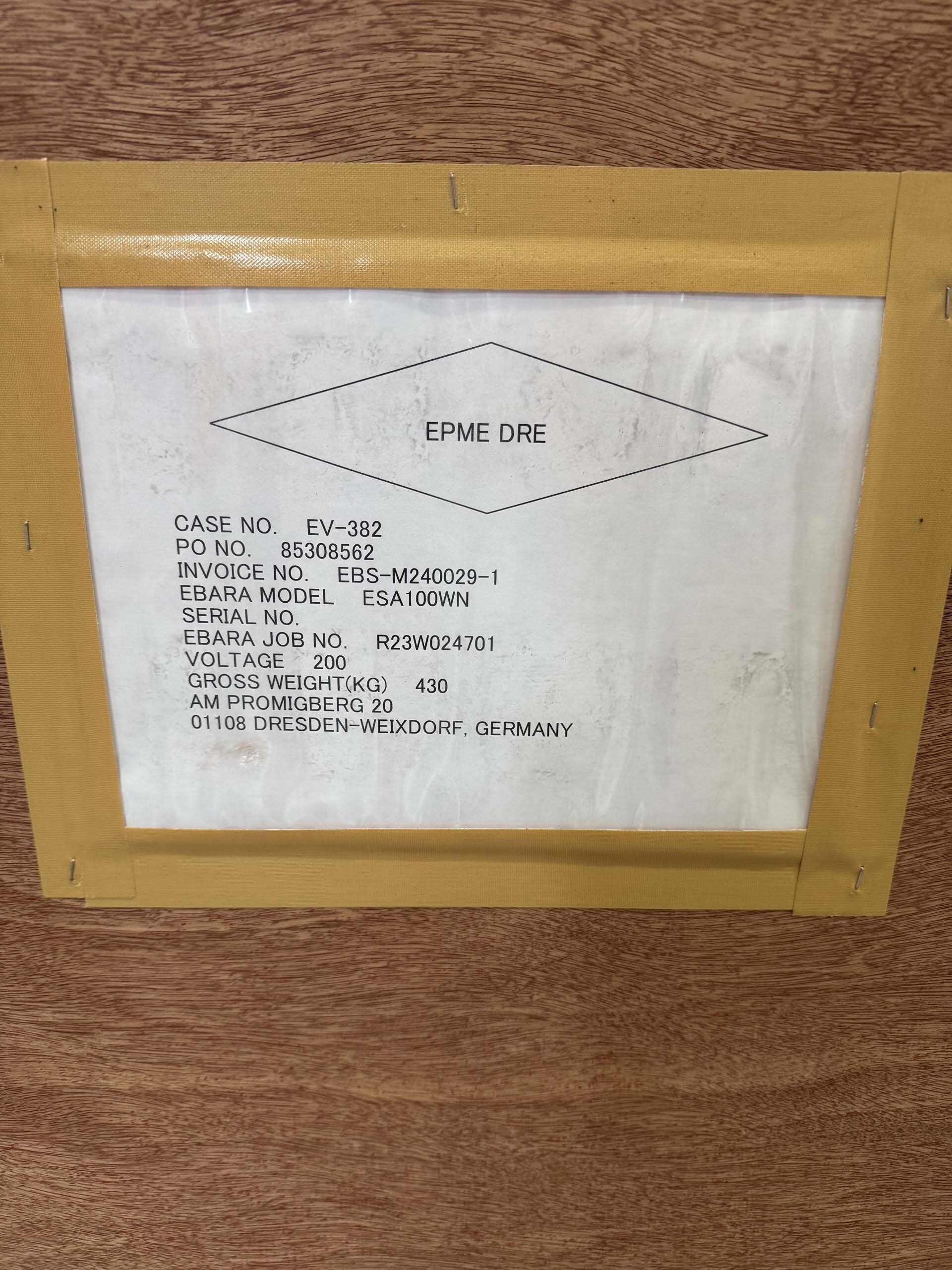 圖為 已使用的 EBARA ESA100WN 待售