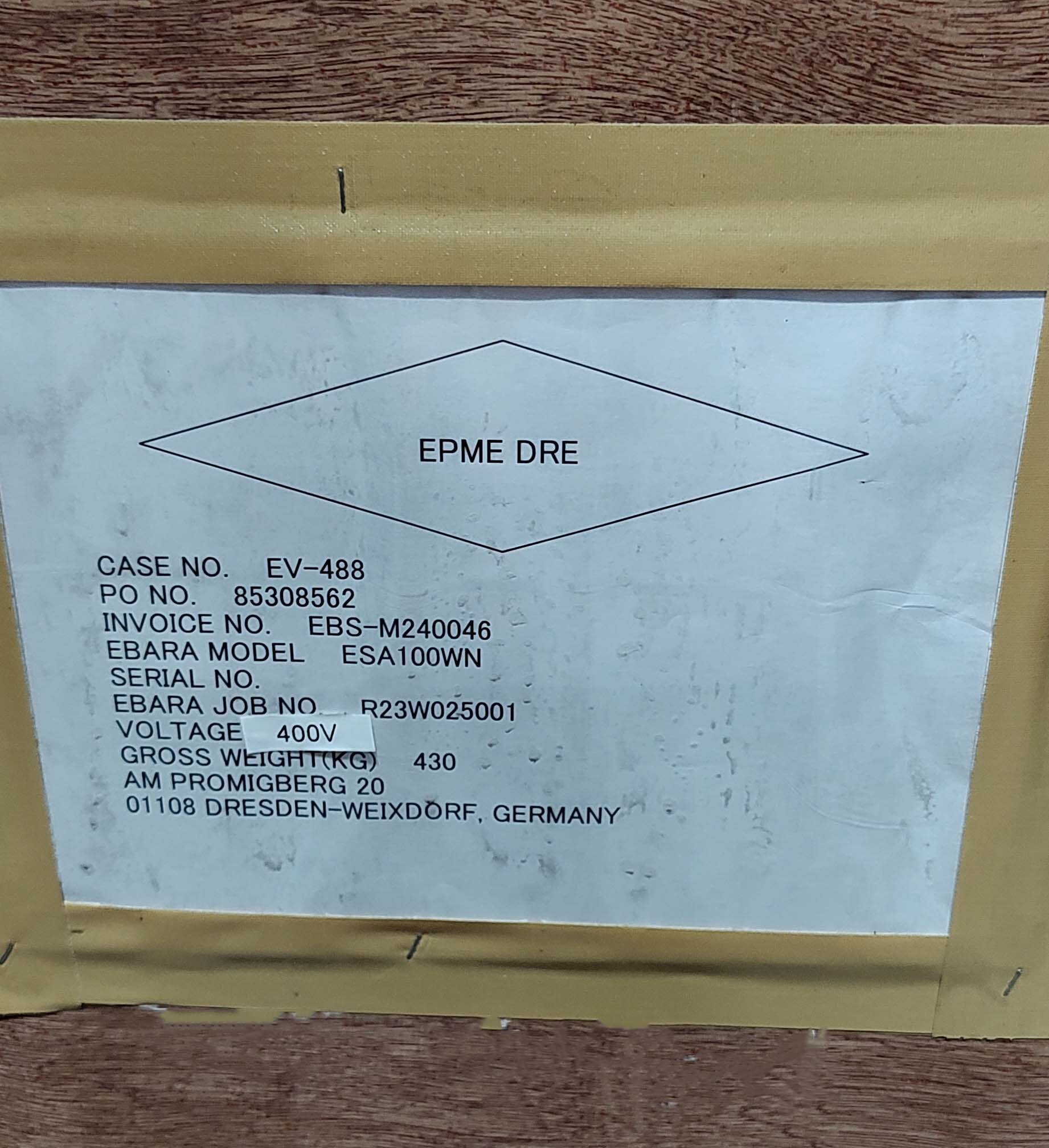 圖為 已使用的 EBARA ESA100WN 待售