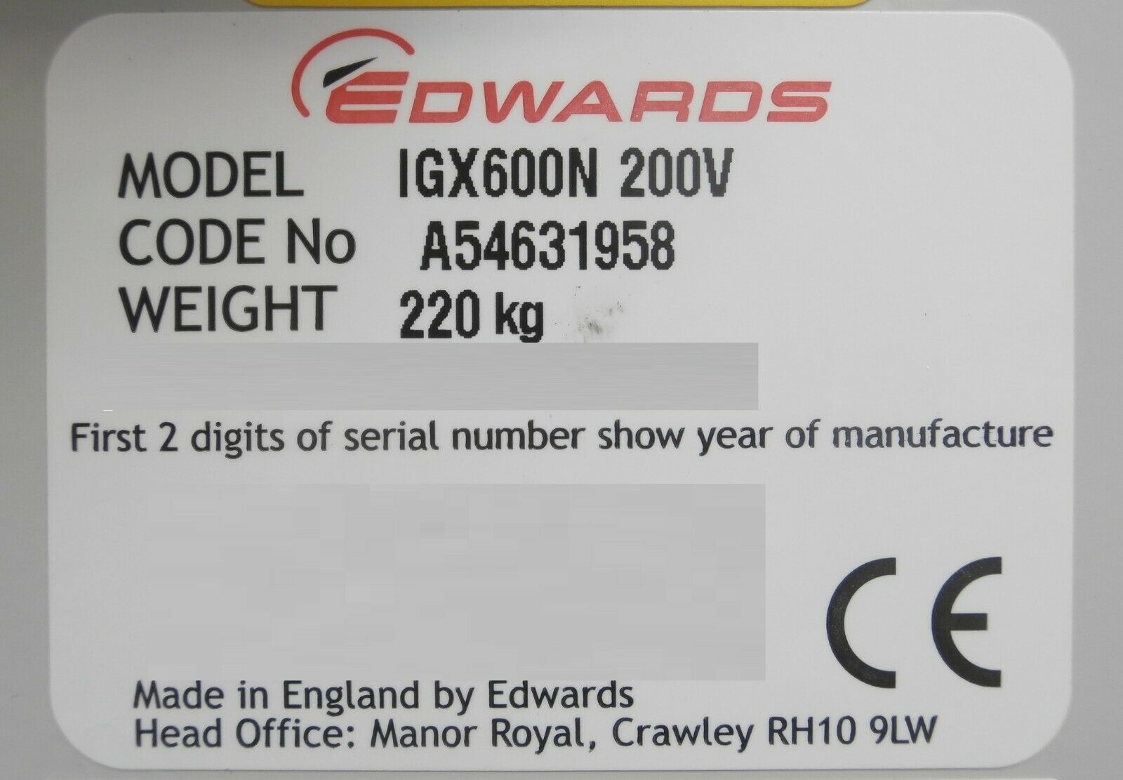 Photo Utilisé EDWARDS IGX600N À vendre