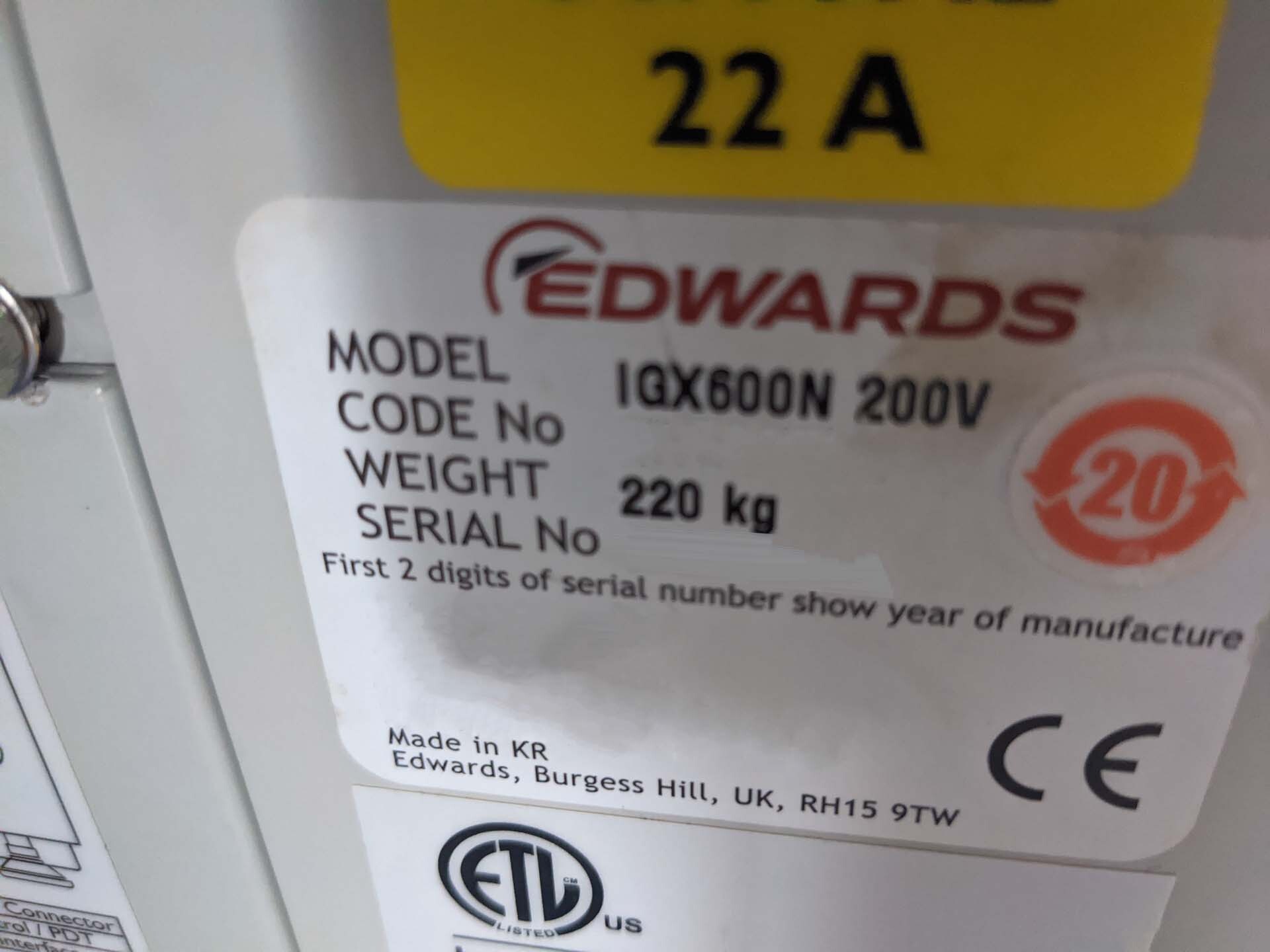 图为 已使用的 EDWARDS IGX600N 待售