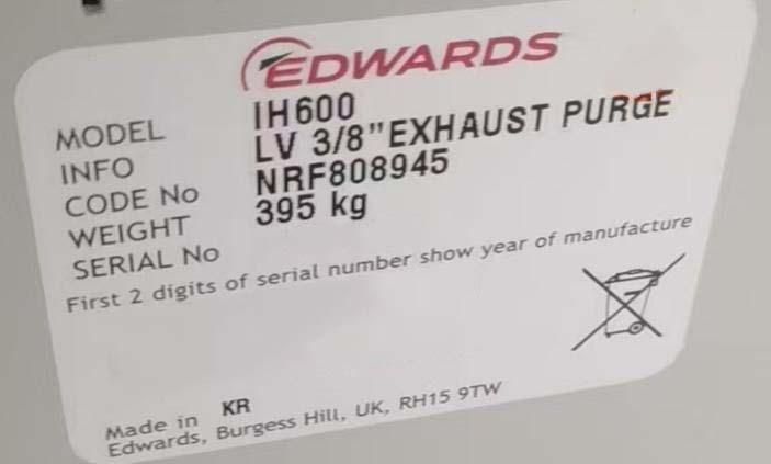 Photo Used EDWARDS iH600 For Sale