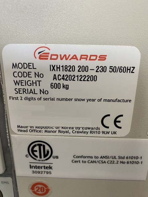 フォト（写真） 使用される EDWARDS iXH1820 販売のために