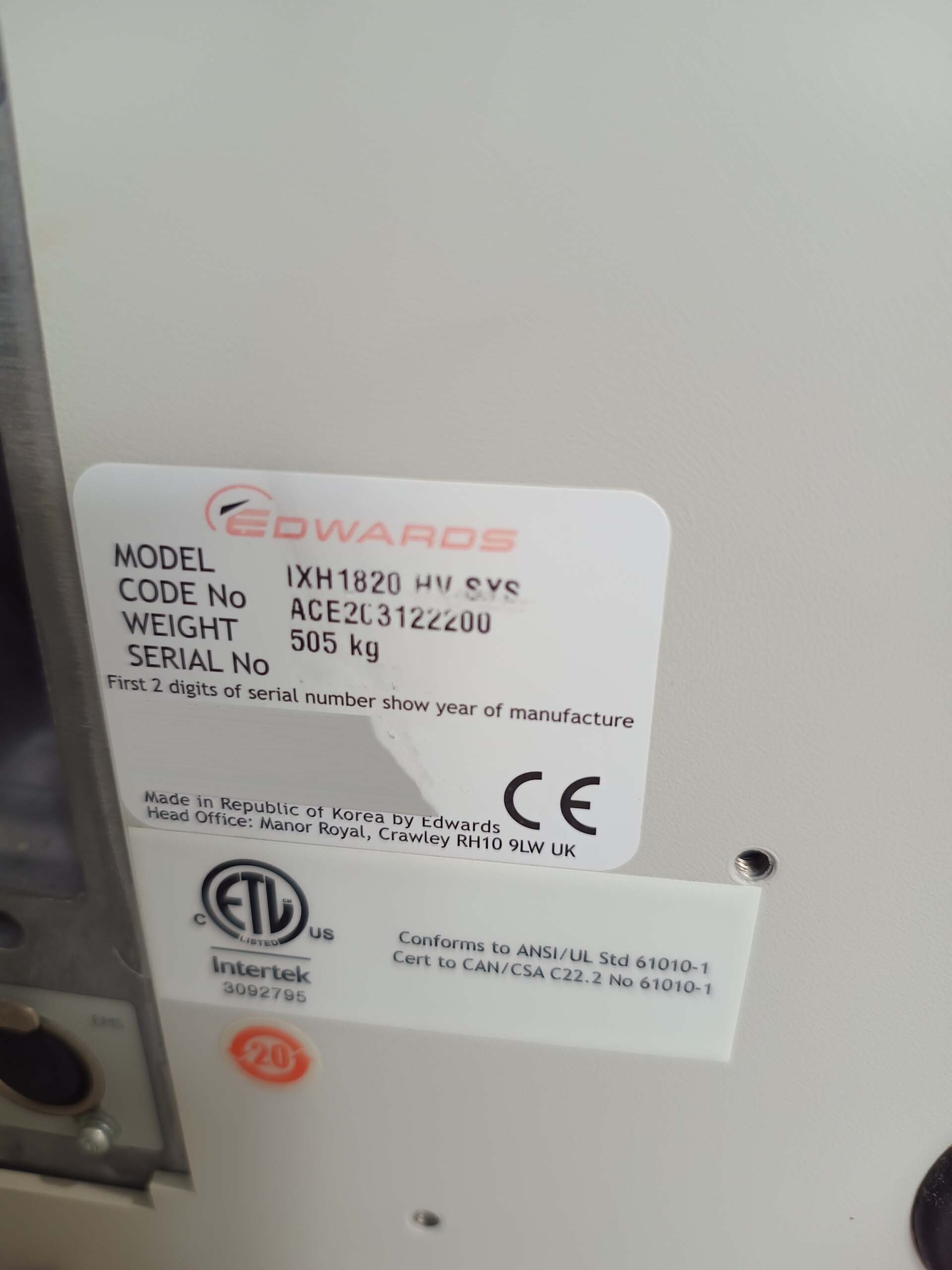 图为 已使用的 EDWARDS iXH1820 HV 待售