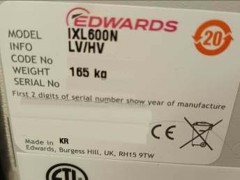 Photo Used EDWARDS IXL 600N For Sale