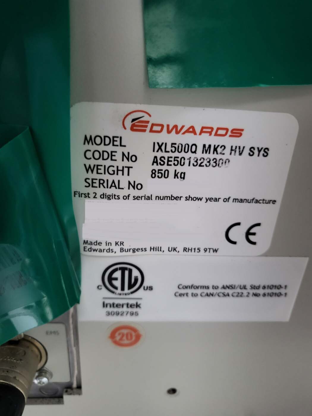 图为 已使用的 EDWARDS iXL500Q 待售