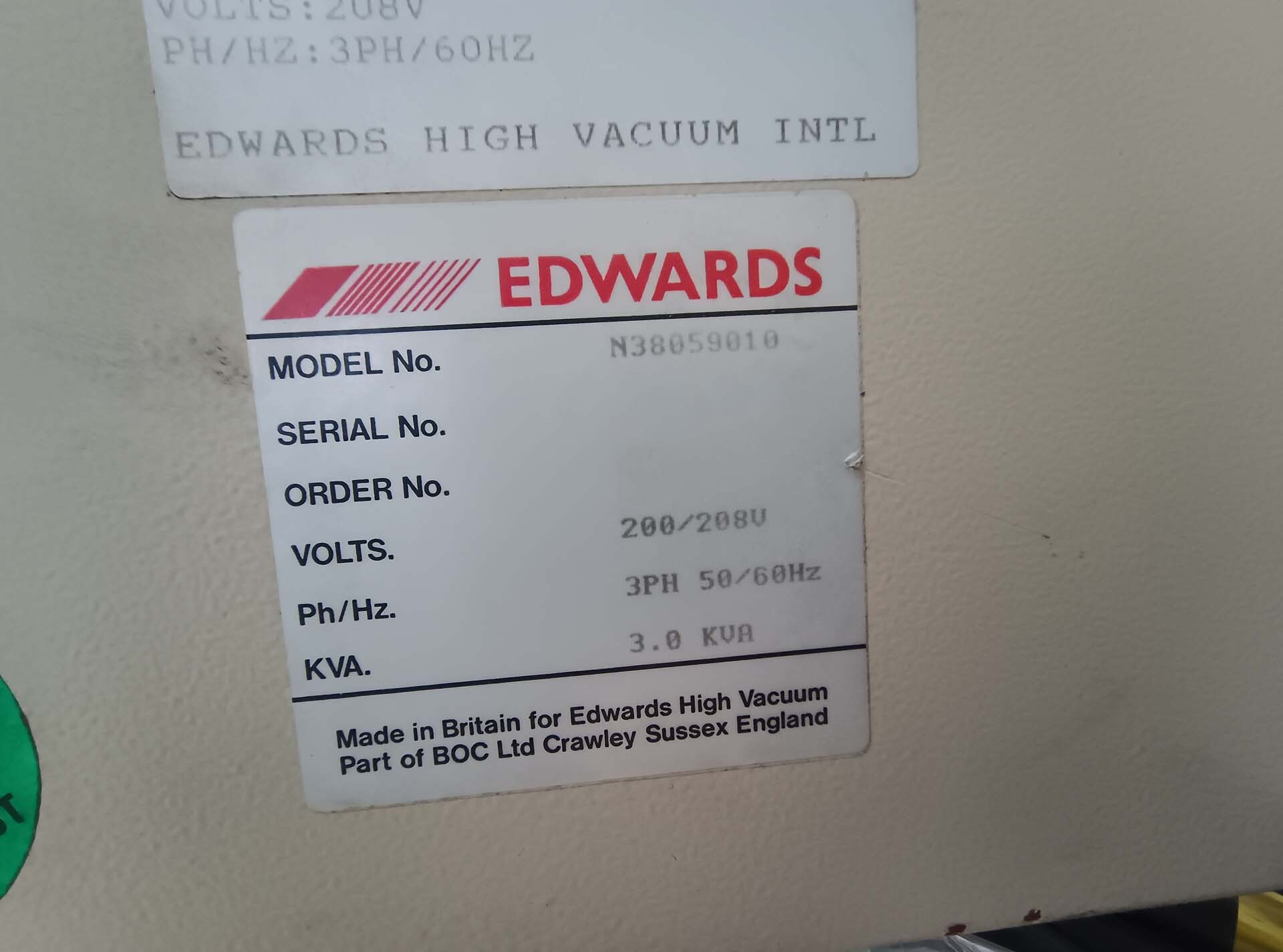圖為 已使用的 EDWARDS N38059010 待售