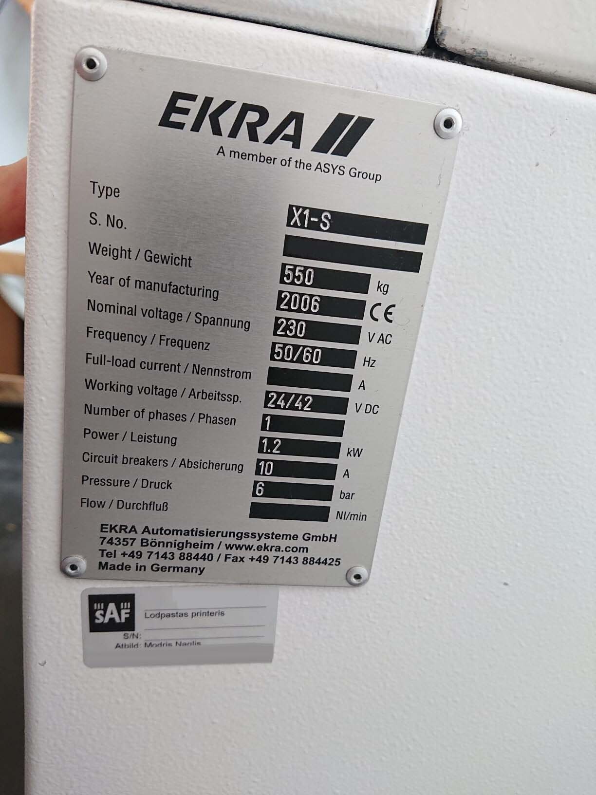 Photo Used EKRA X1-S For Sale